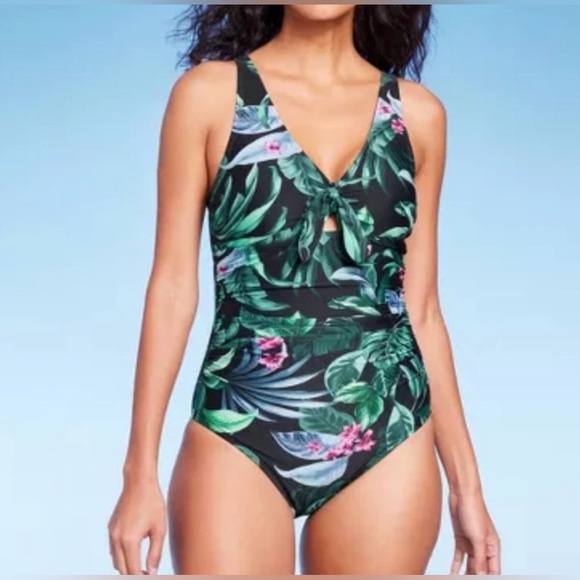 Kona Sol Other - Women's Full Coverage Tummy Control Tie-Front One Piece Swimsuit NWT 18